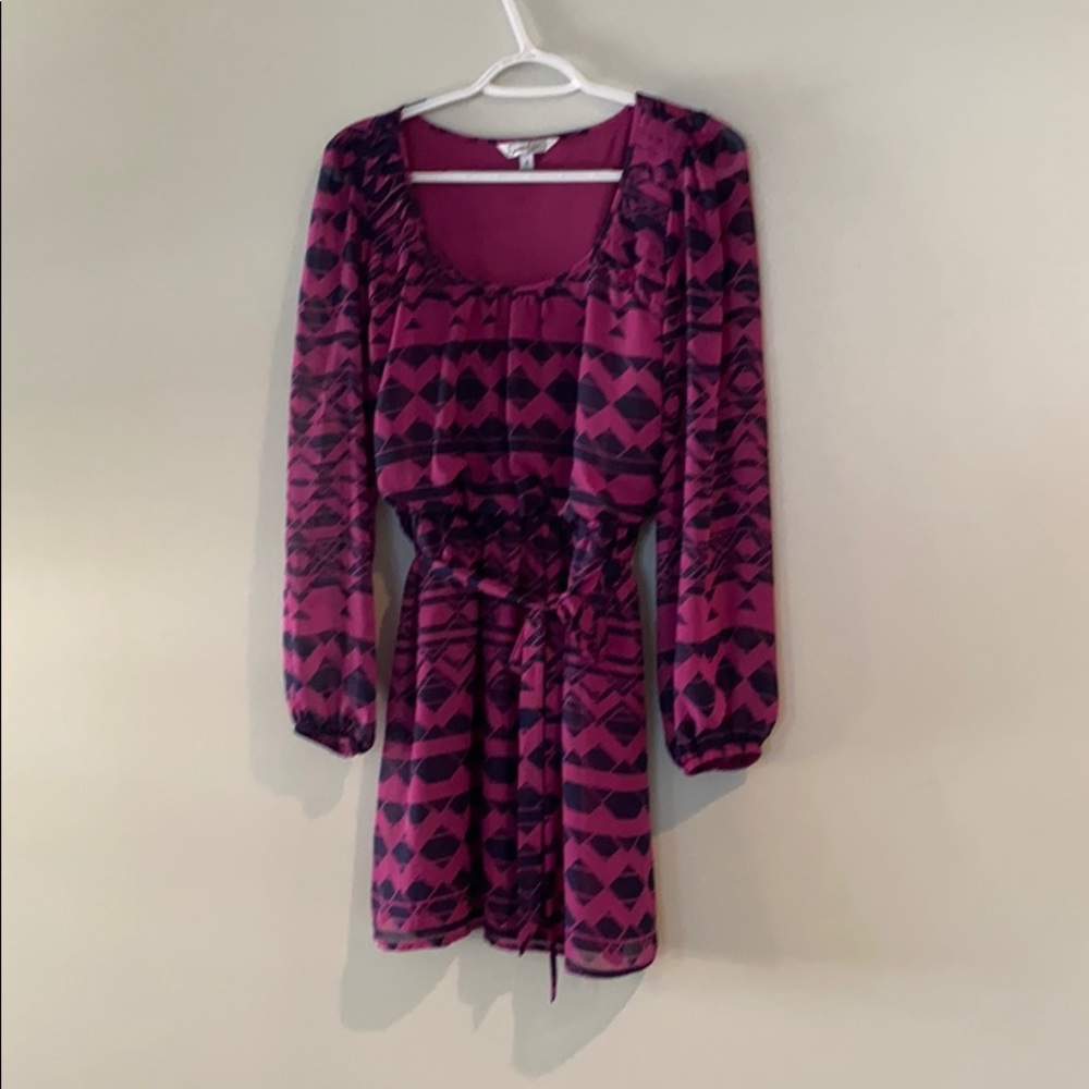 Speechless,long sleeve dress in S. Raspberry/navy